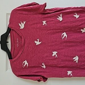 Lucky sparrow tshirt, dark pink, large
